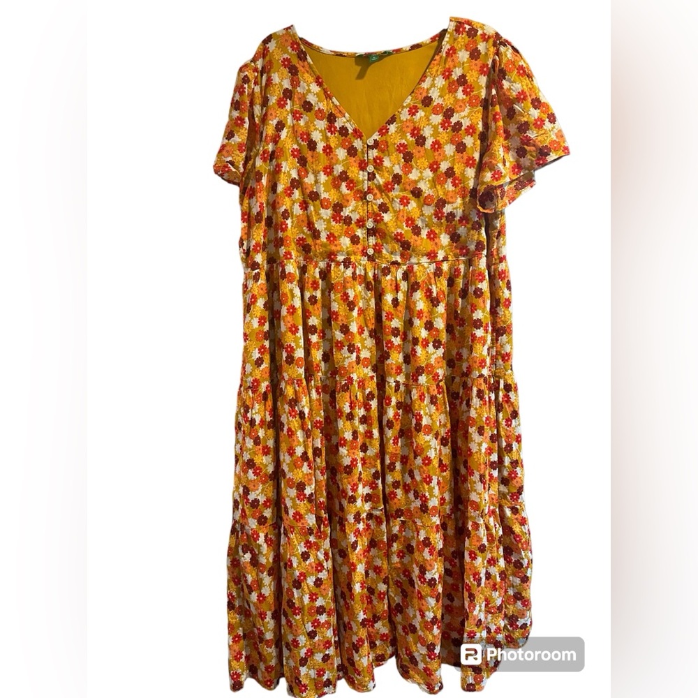 DIP FLORAL FLOWY LONG DRESS